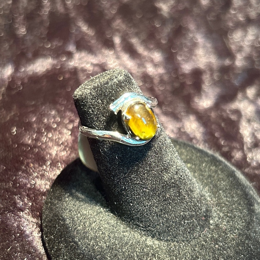 🍓UNCAS VINTAGE STERLING SILVER TIGERS EYE RING - Picture 3 of 4